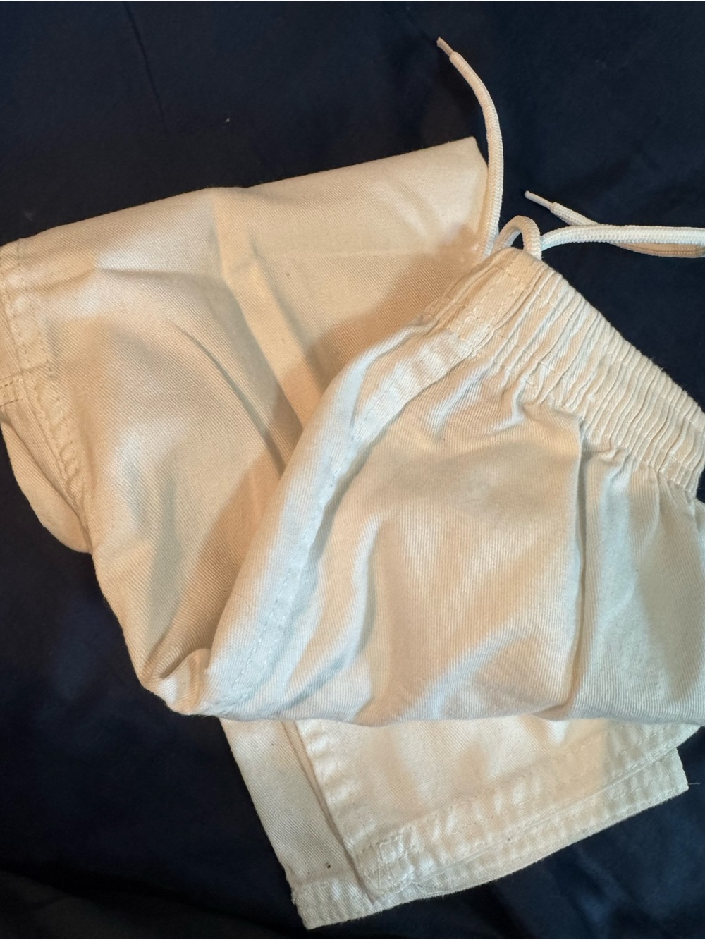 Kids White Drawstring Pull-On Martial Arts Pants